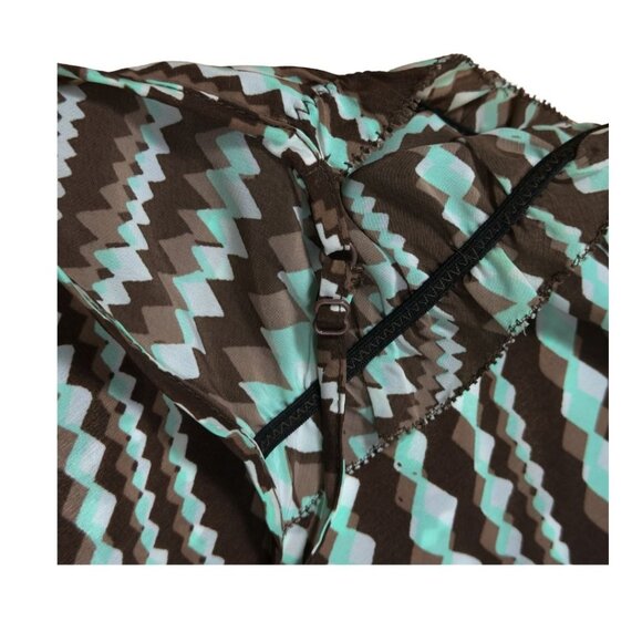 Attention Teal and Brown Slip Dress Size Small Adjustable Straps Costal Cowgirl - Picture 7 of 8